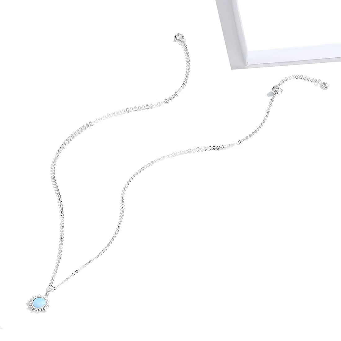 Collar de Sol <myexti><span>Plata de Ley 925, chapada en oro blanco, con ópalo en forma redonda y longitud ajustable</span></myexti> - Imagen 6