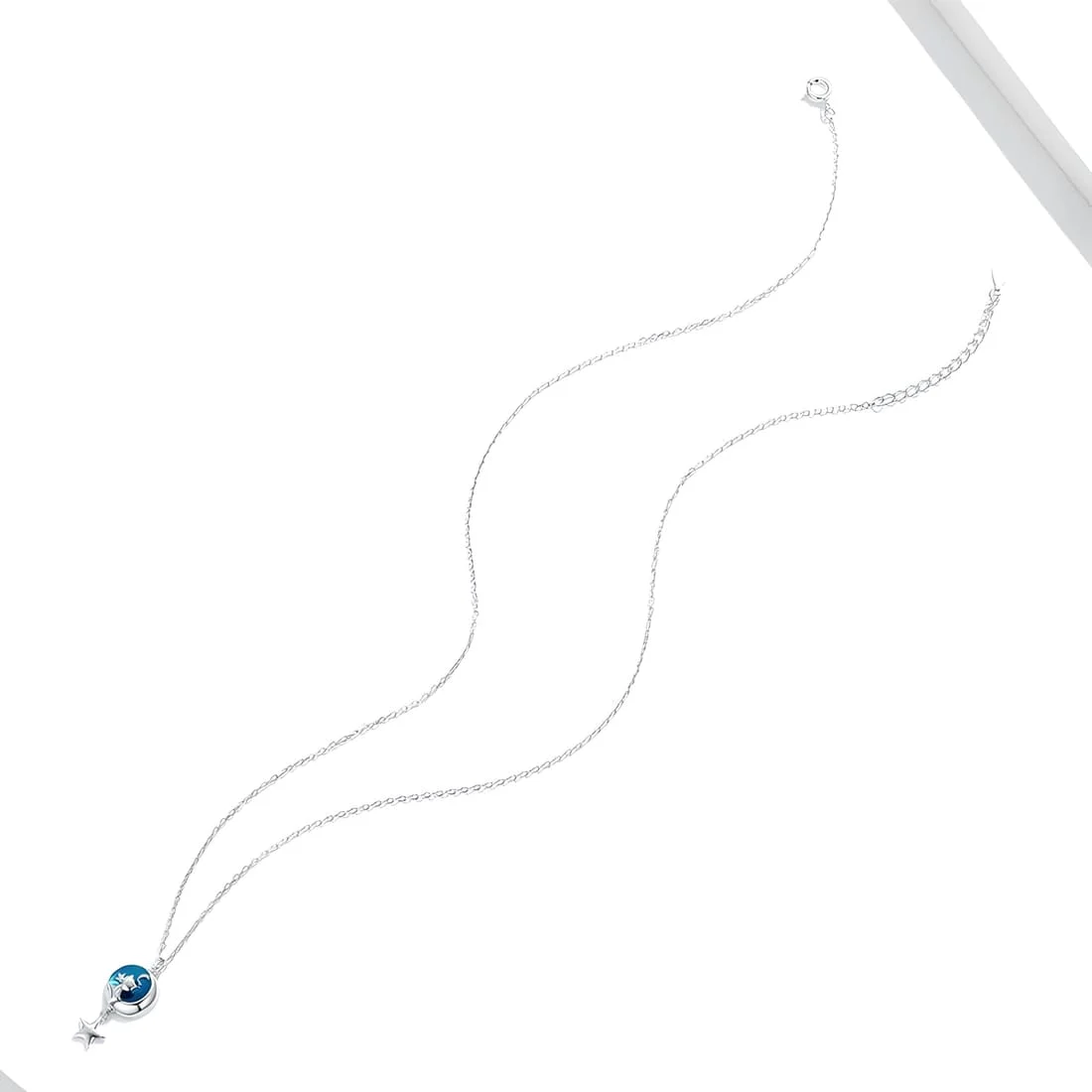 Collar Gato y Luna <myexti><span>Plata de Ley 925, chapada en oro blanco, con esmalte azul y longitud ajustable</span></myexti> - Imagen 5