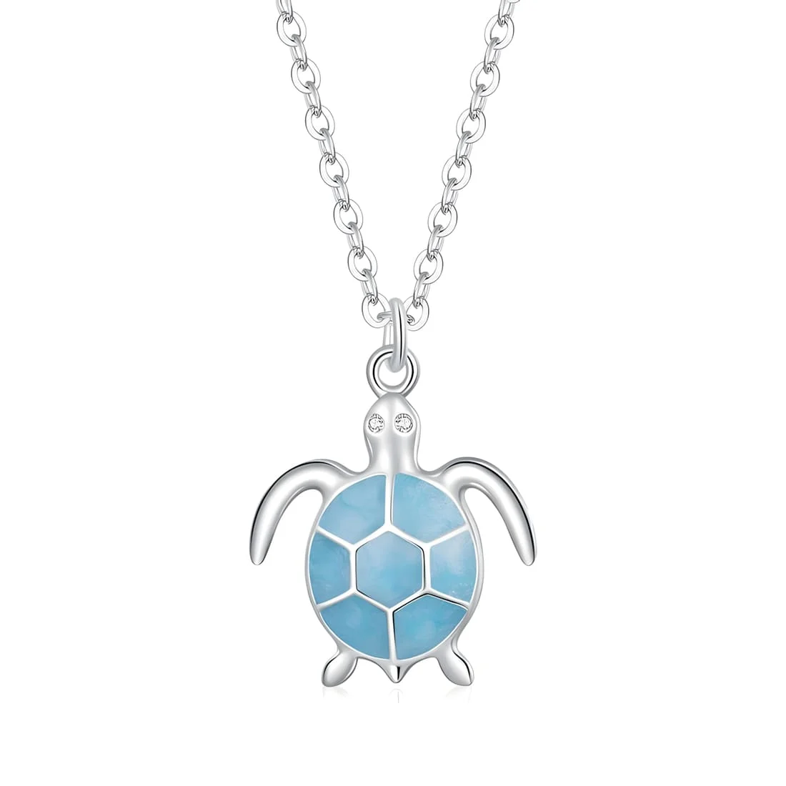 Collar de Tortuga <myexti><span>Plata de Ley 925, chapada en oro blanco, esmaltado en turquesa con circonitas y longitud ajustable</span></myexti>