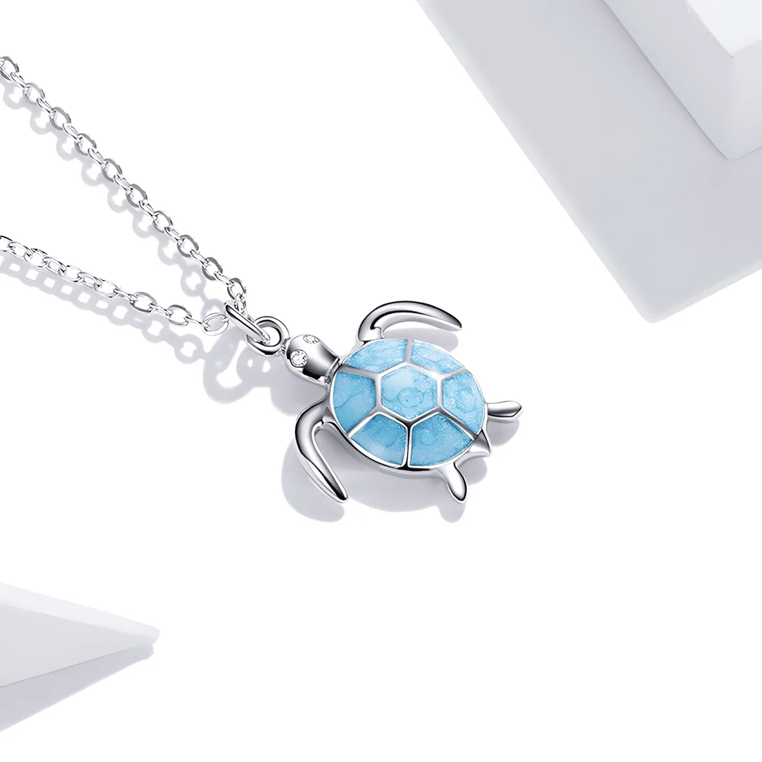 Collar de Tortuga <myexti><span>Plata de Ley 925, chapada en oro blanco, esmaltado en turquesa con circonitas y longitud ajustable</span></myexti> - Imagen 5