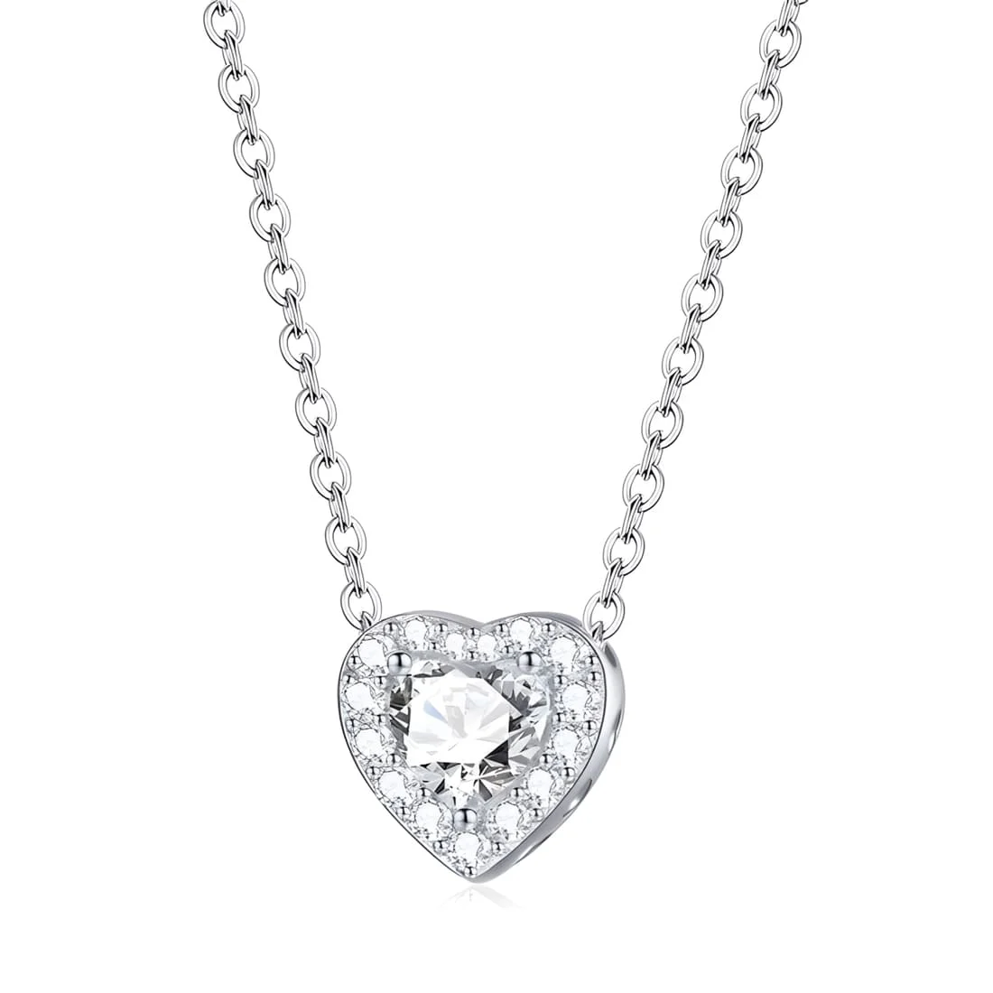 Collar Corazón Brillante <myexti><span>Plata de Ley 925, chapada en oro blanco, con circonitas y longitud ajustable</span></myexti>