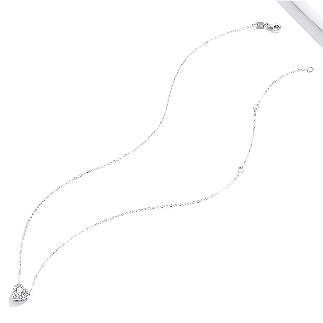 Collar Corazón Brillante <myexti><span>Plata de Ley 925, chapada en oro blanco, con circonitas y longitud ajustable</span></myexti> - Imagen 4