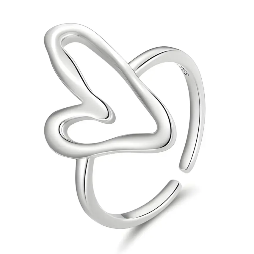 Anillo de Corazón <myexti><span>Plata de Ley 925, chapada en oro blanco - ajustable</span></myexti>