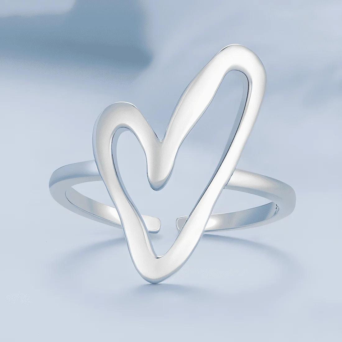 Anillo de Corazón <myexti><span>Plata de Ley 925, chapada en oro blanco - ajustable</span></myexti> - Imagen 3