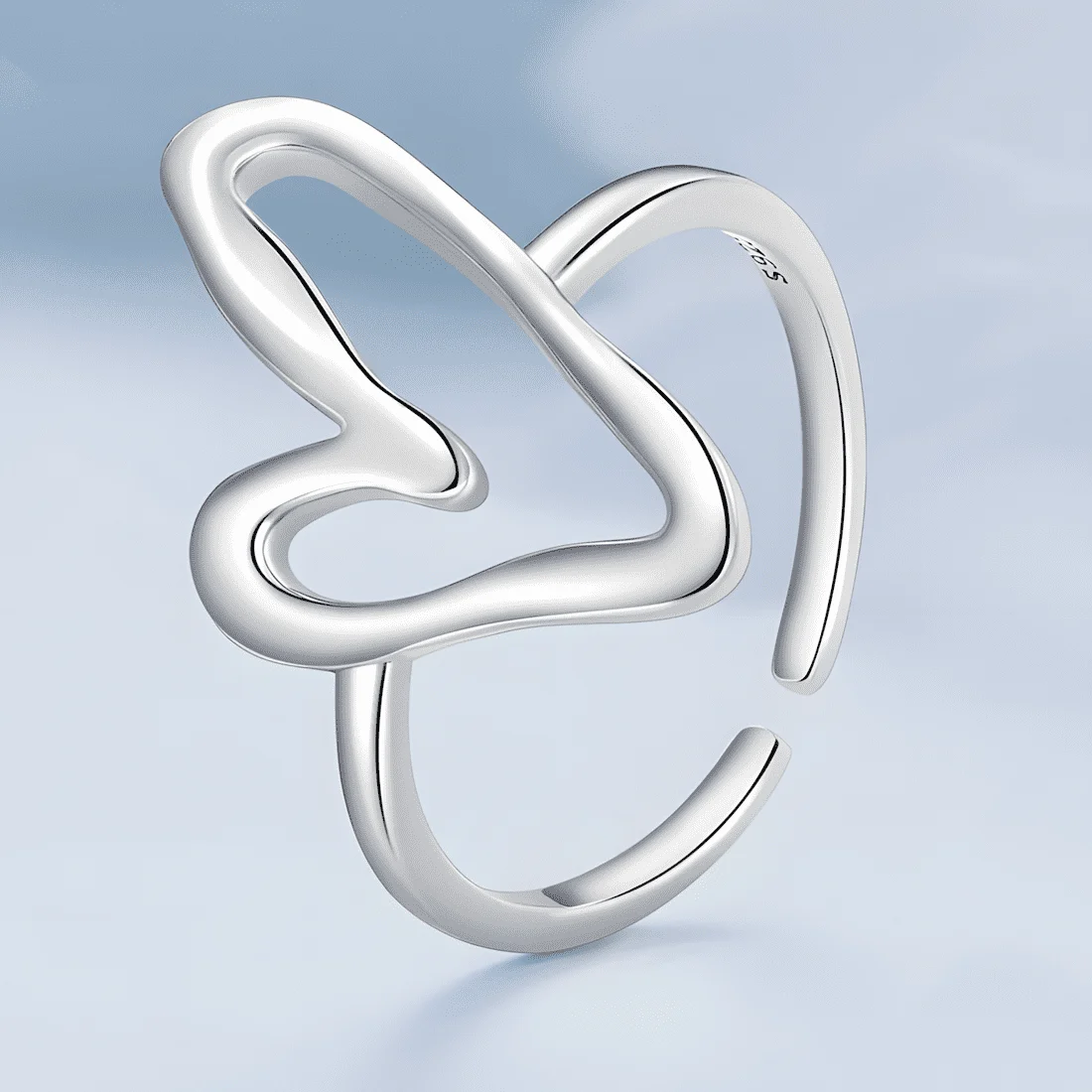 Anillo de Corazón <myexti><span>Plata de Ley 925, chapada en oro blanco - ajustable</span></myexti> - Imagen 4