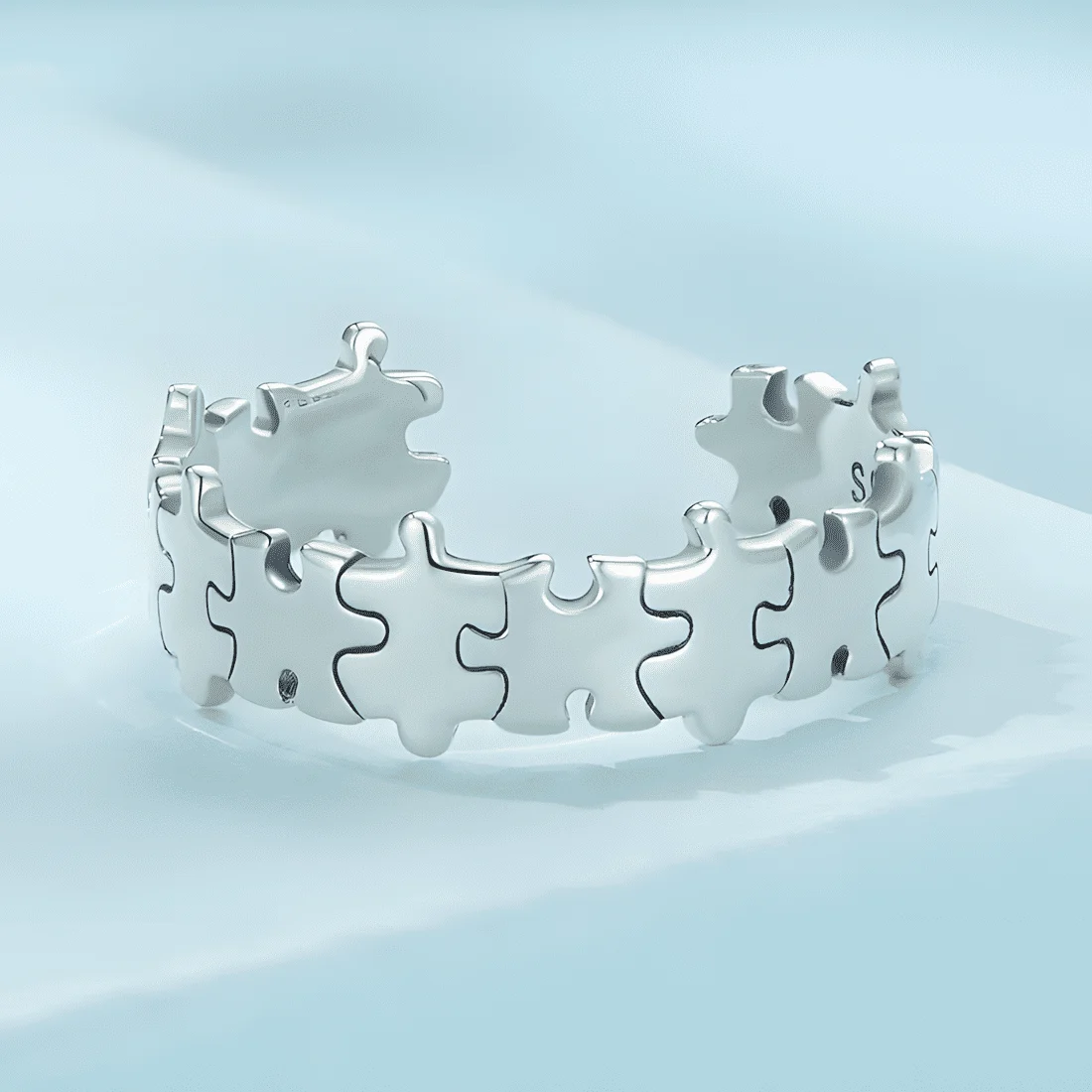 Anillo de Rompecabezas <myexti><span>Plata de Ley 925, chapada en oro blanco - ajustable</span></myexti> - Imagen 3