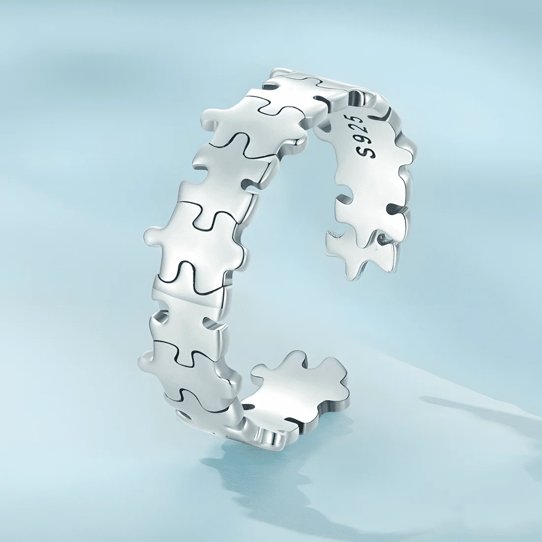 Anillo de Rompecabezas <myexti><span>Plata de Ley 925, chapada en oro blanco - ajustable</span></myexti> - Imagen 4