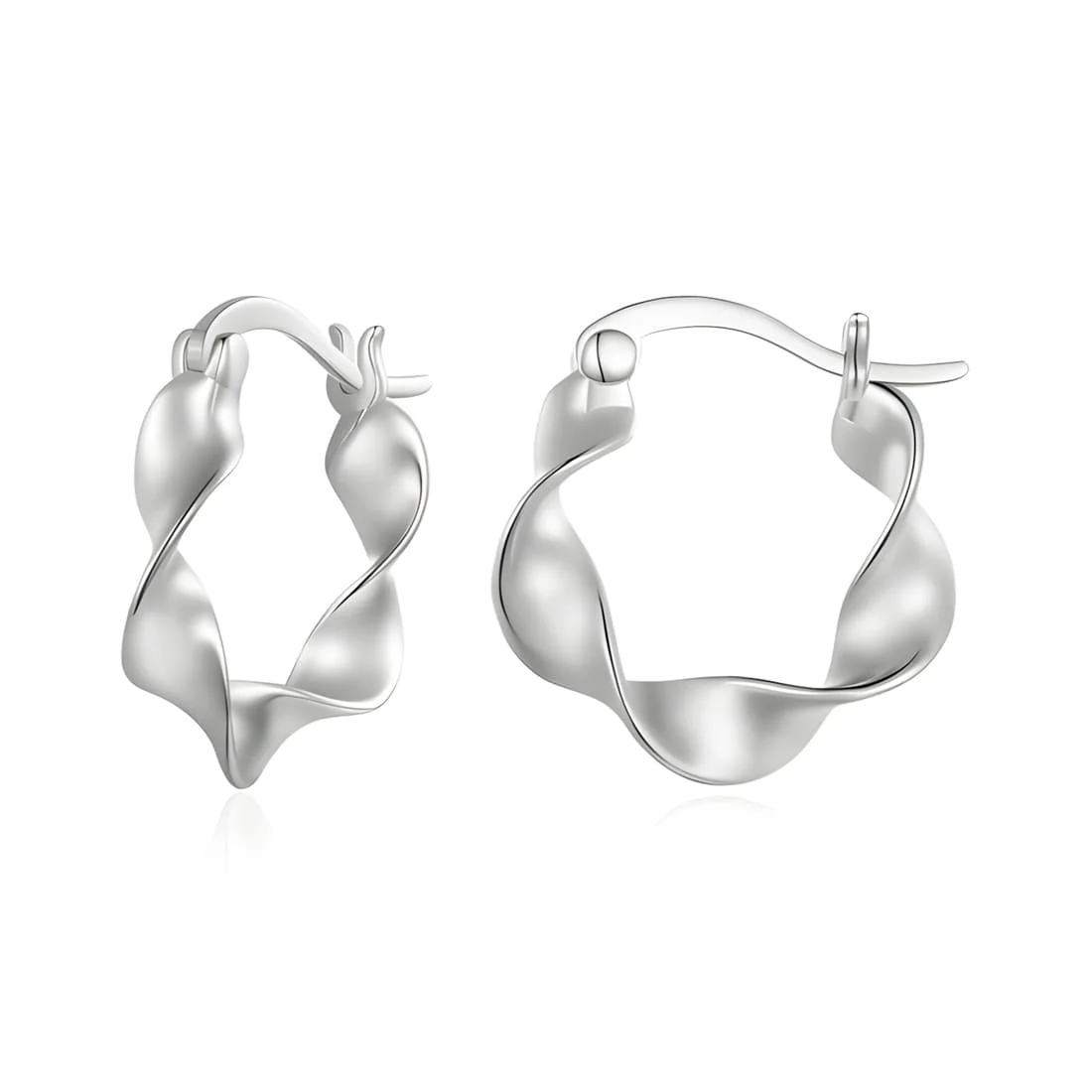 Pendientes de Aro Ondulados <myexti><span>Plata de Ley 925, chapada en oro blanco</span></myexti>