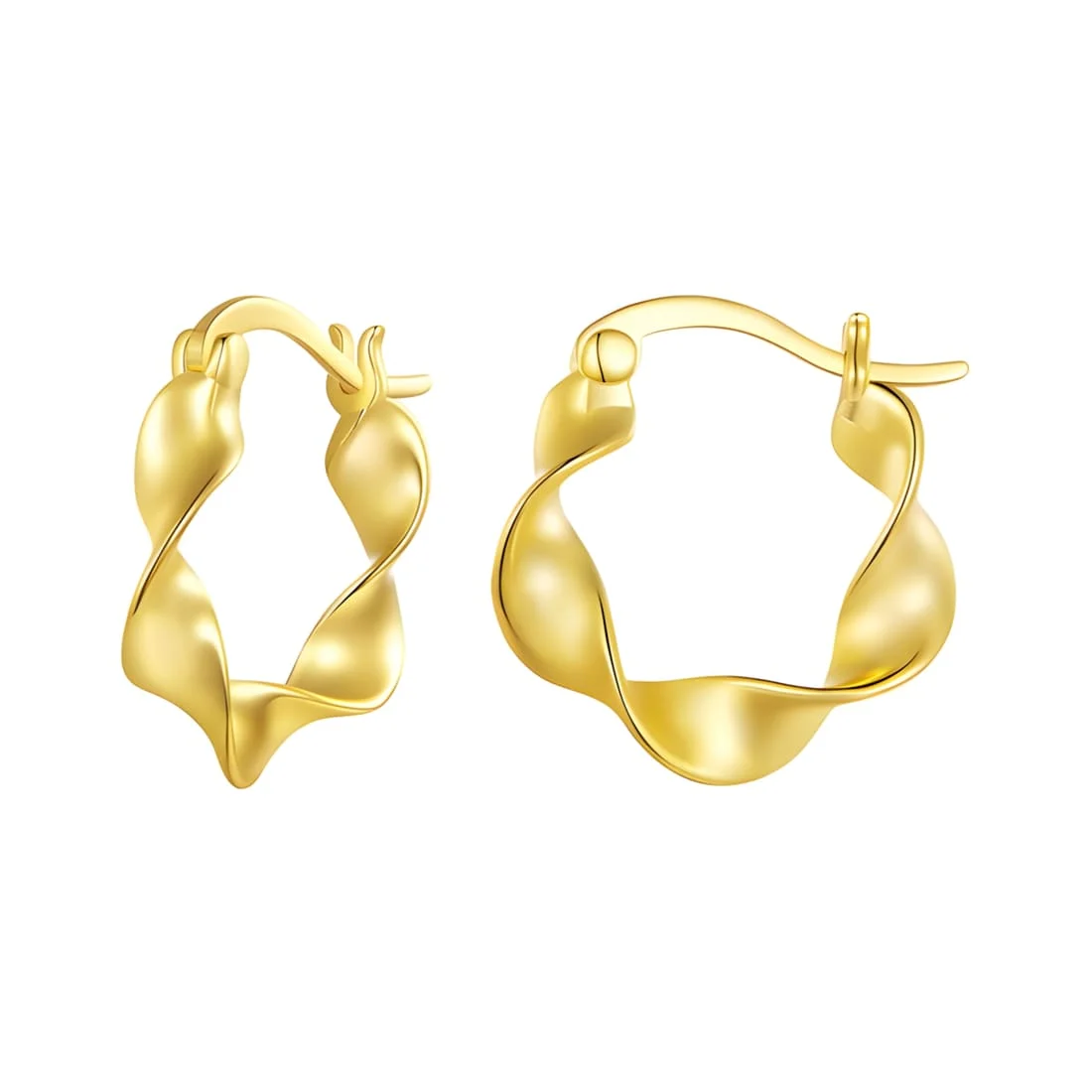 Pendientes de Aro Ondulados <myexti><span>Plata de Ley 925, chapada en oro amarillo</span></myexti>