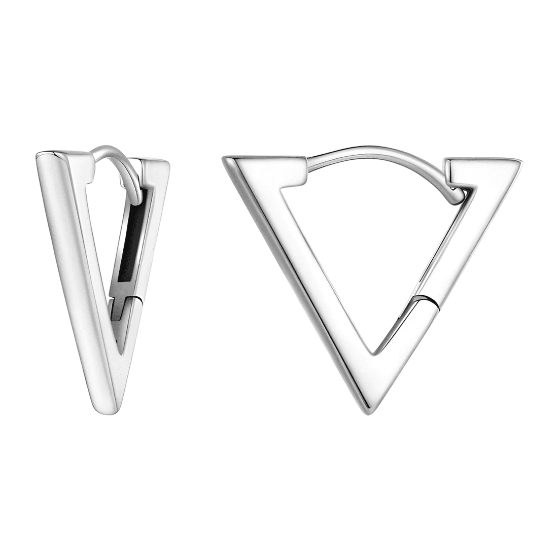 Pendientes de Aro Triangulares <myexti><span>Plata de Ley 925, chapada en oro blanco</span></myexti>