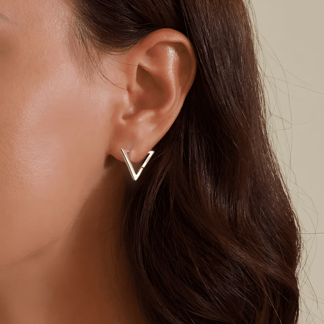 Pendientes de Aro Triangulares <myexti><span>Plata de Ley 925, chapada en oro blanco</span></myexti> - Imagen 2