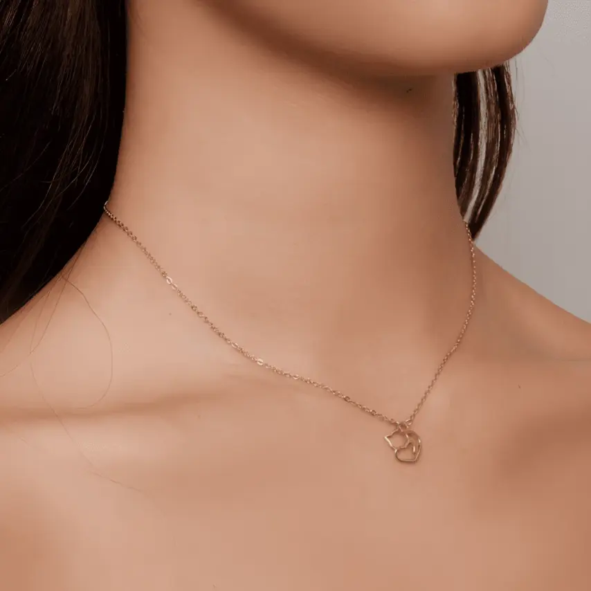 Collar de Gato con Corazón <myexti><span>Plata de Ley 925, chapada en oro rosa, con longitud ajustable</span></myexti> - Imagen 2