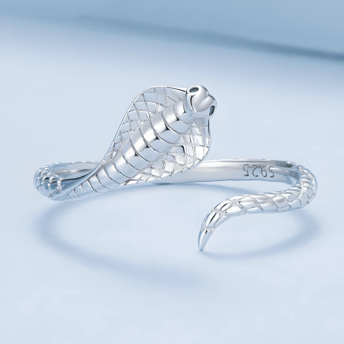 Anillo de Serpiente Cobra <myexti><span>Plata de Ley 925, chapada en oro blanco, con circonitas verdes - ajustable</span></myexti> - Imagen 3