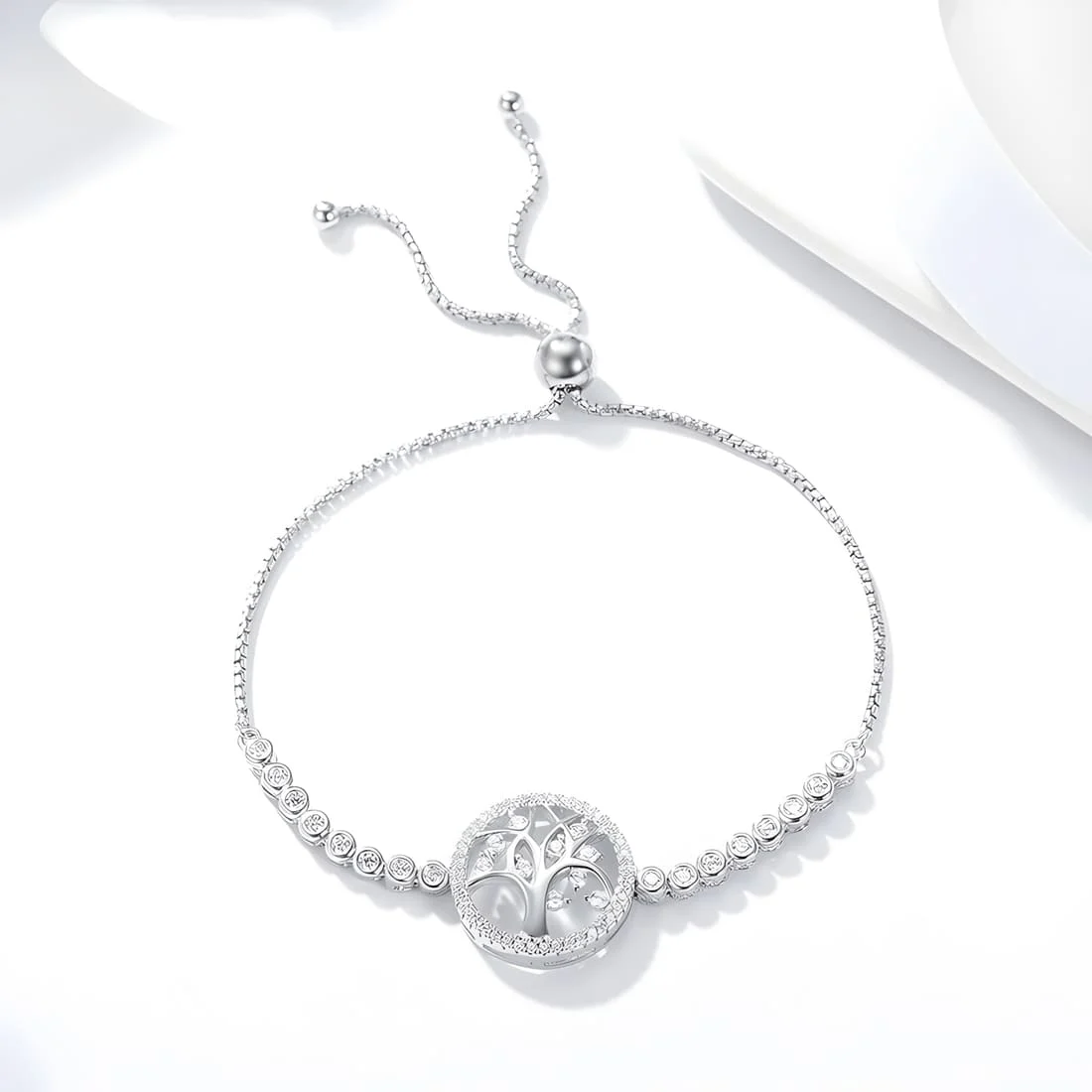 Pulsera Árbol de la Vida <myexti><span>Plata de Ley 925, chapada en oro blanco, con circonitas y longitud ajustable</span></myexti> - Imagen 3