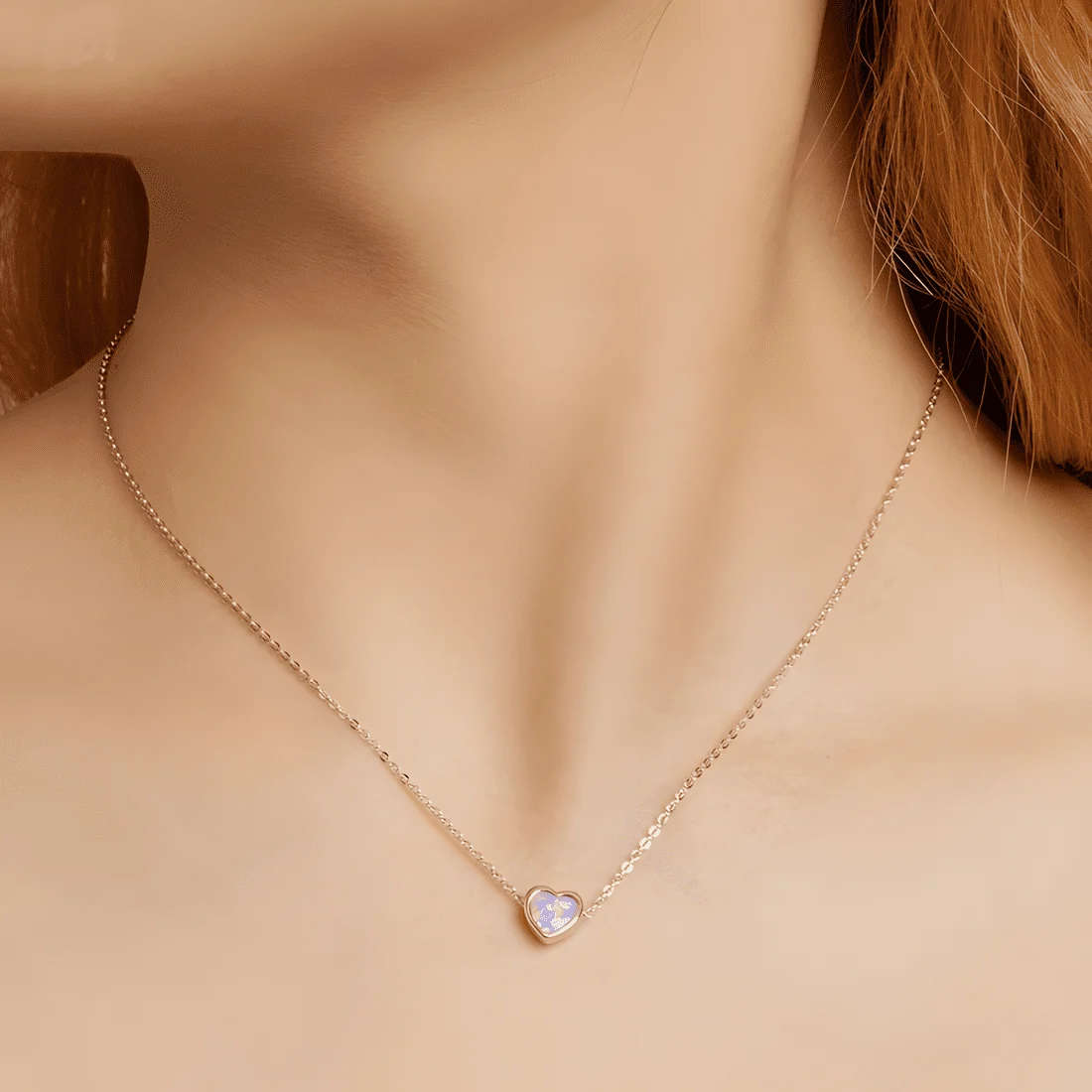 Collar de Corazón con Ópalo <myexti><span>Plata de Ley 925, chapada en oro blanco, con piedra de ópalo en forma de corazón y longitud ajustable</span></myexti> - Imagen 2