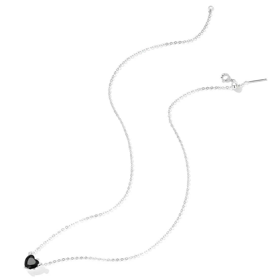 Collar de Corazón Negro <myexti><span>Plata de Ley 925, chapada en oro blanco, con circonitas negras y cuernos de diablo, longitud ajustable</span></myexti> - Imagen 4