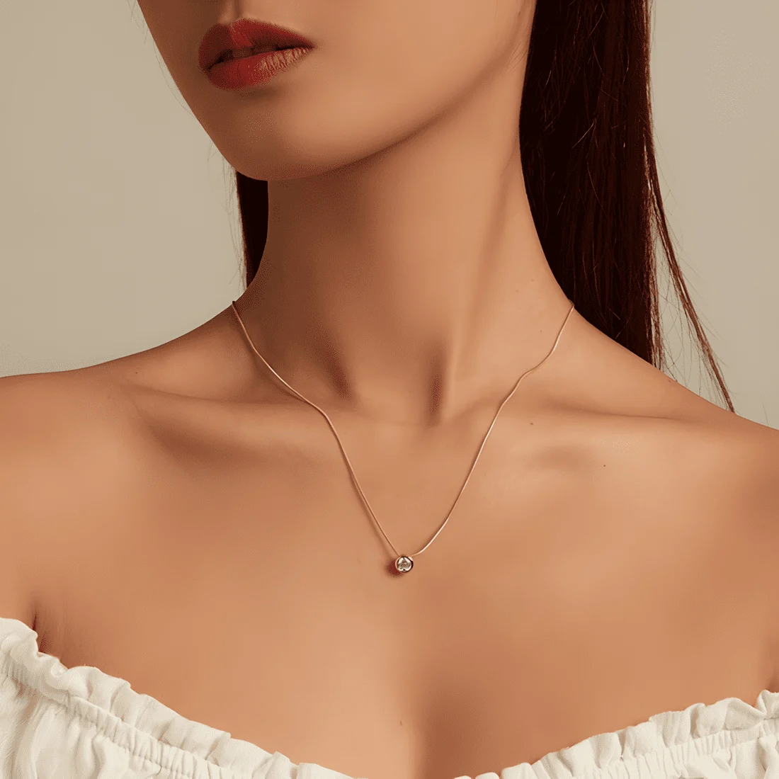 Collar con Engaste en Bisel <myexti><span>Plata de Ley 925, chapada en oro blanco, con circonitas y longitud ajustable</span></myexti> - Imagen 2