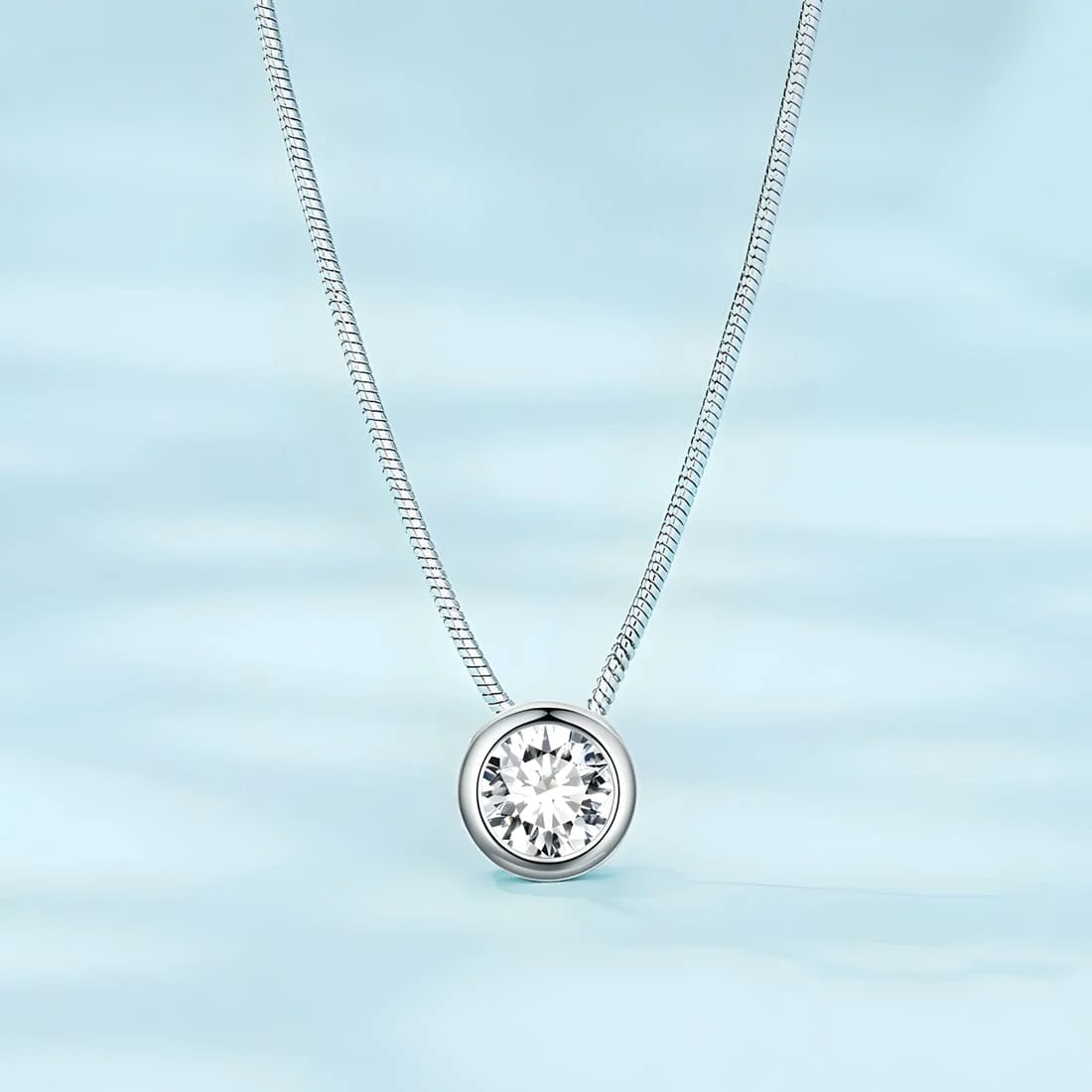 Collar con Engaste en Bisel <myexti><span>Plata de Ley 925, chapada en oro blanco, con circonitas y longitud ajustable</span></myexti> - Imagen 3