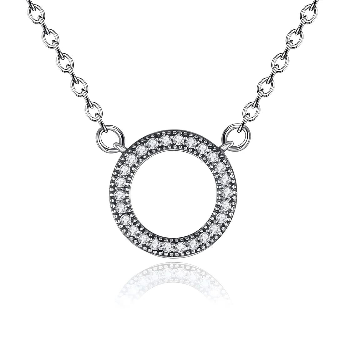 Collar Círculo de Brillo <myexti><span>Plata de Ley 925, chapada en oro blanco, con circonitas y longitud ajustable</span></myexti>