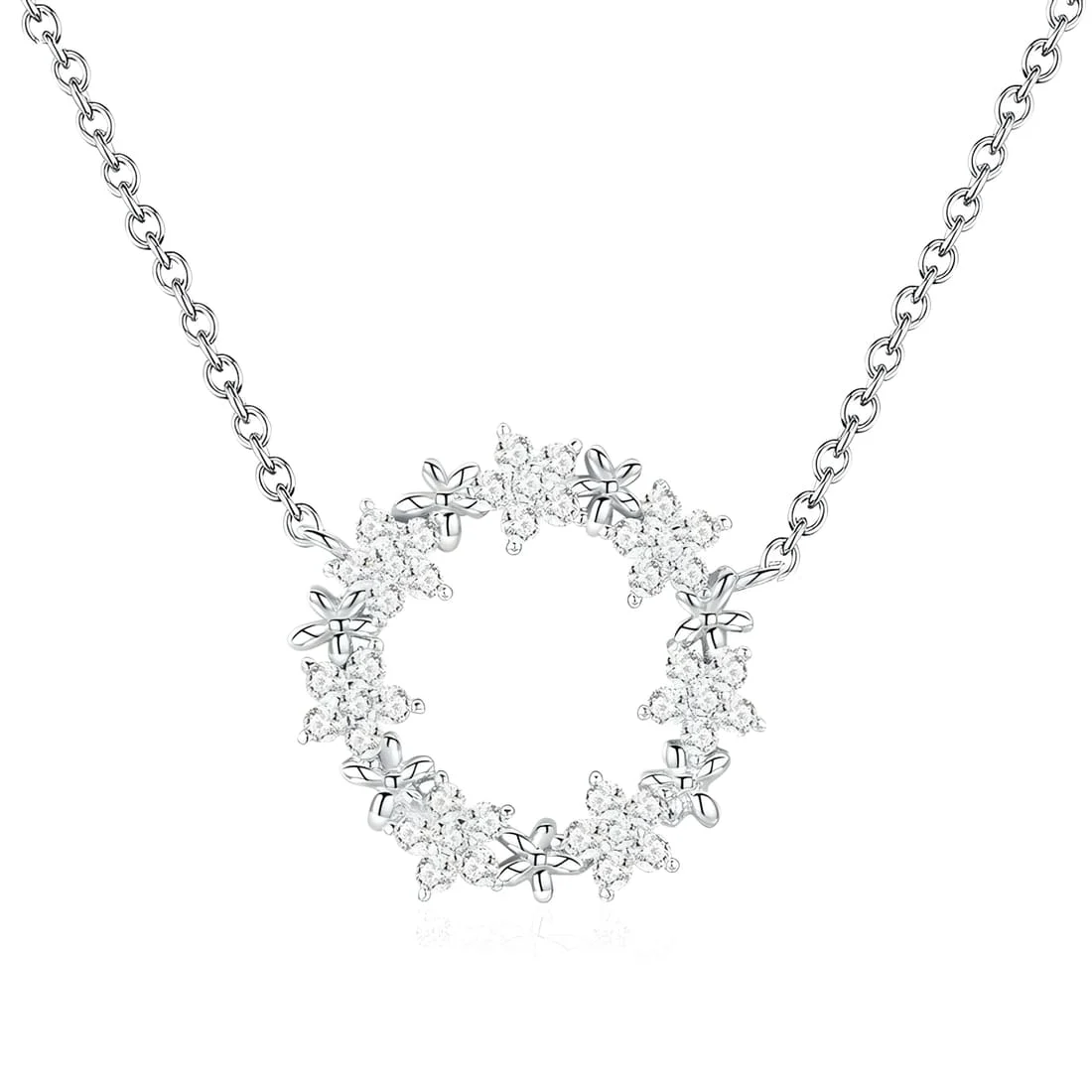 Collar Ramo de Flores <myexti><span>Plata de Ley 925, chapada en oro blanco, con circonitas y longitud ajustable</span></myexti>