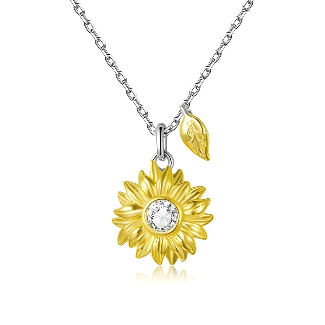 Collar Girasol <myexti><span>Plata de Ley 925, colgante chapado en oro blanco y oro amarillo con circonitas y longitud ajustable</span></myexti>