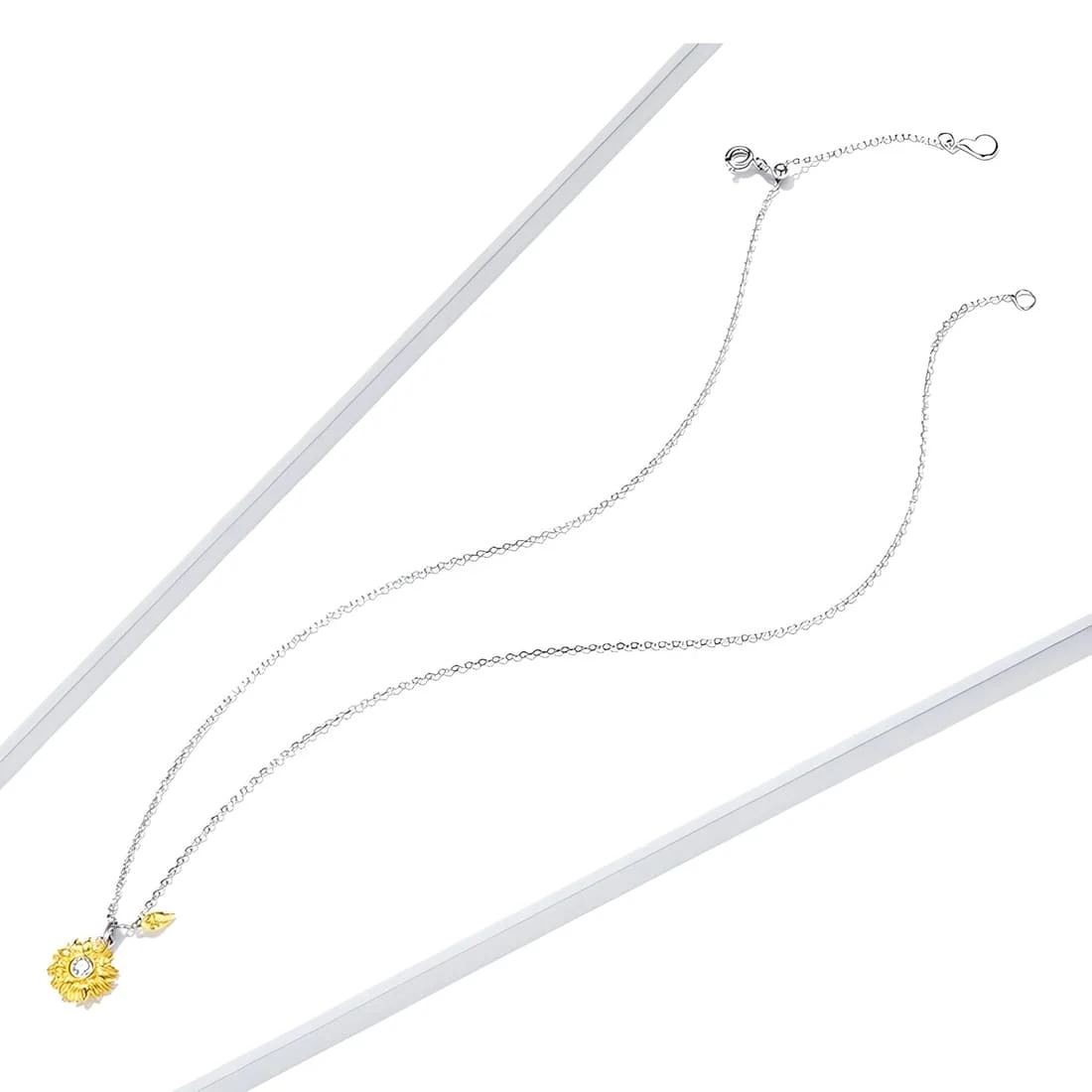 Collar Girasol <myexti><span>Plata de Ley 925, colgante chapado en oro blanco y oro amarillo con circonitas y longitud ajustable</span></myexti> - Imagen 5