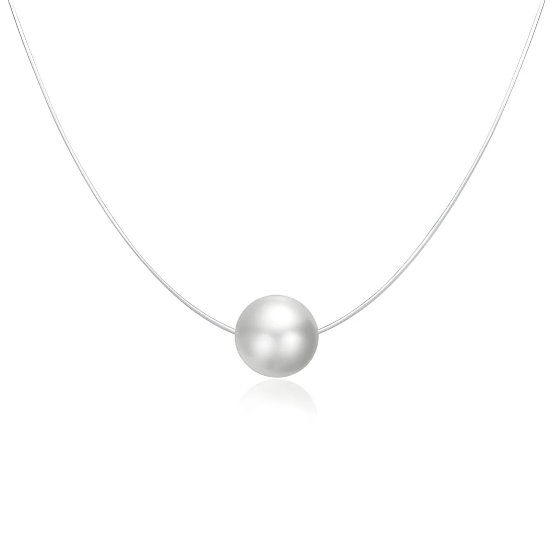 Collar de Lazo con Perla <myexti><span>con perla natural y cierre en Plata de Ley 925 chapada en oro blanco</span></myexti>