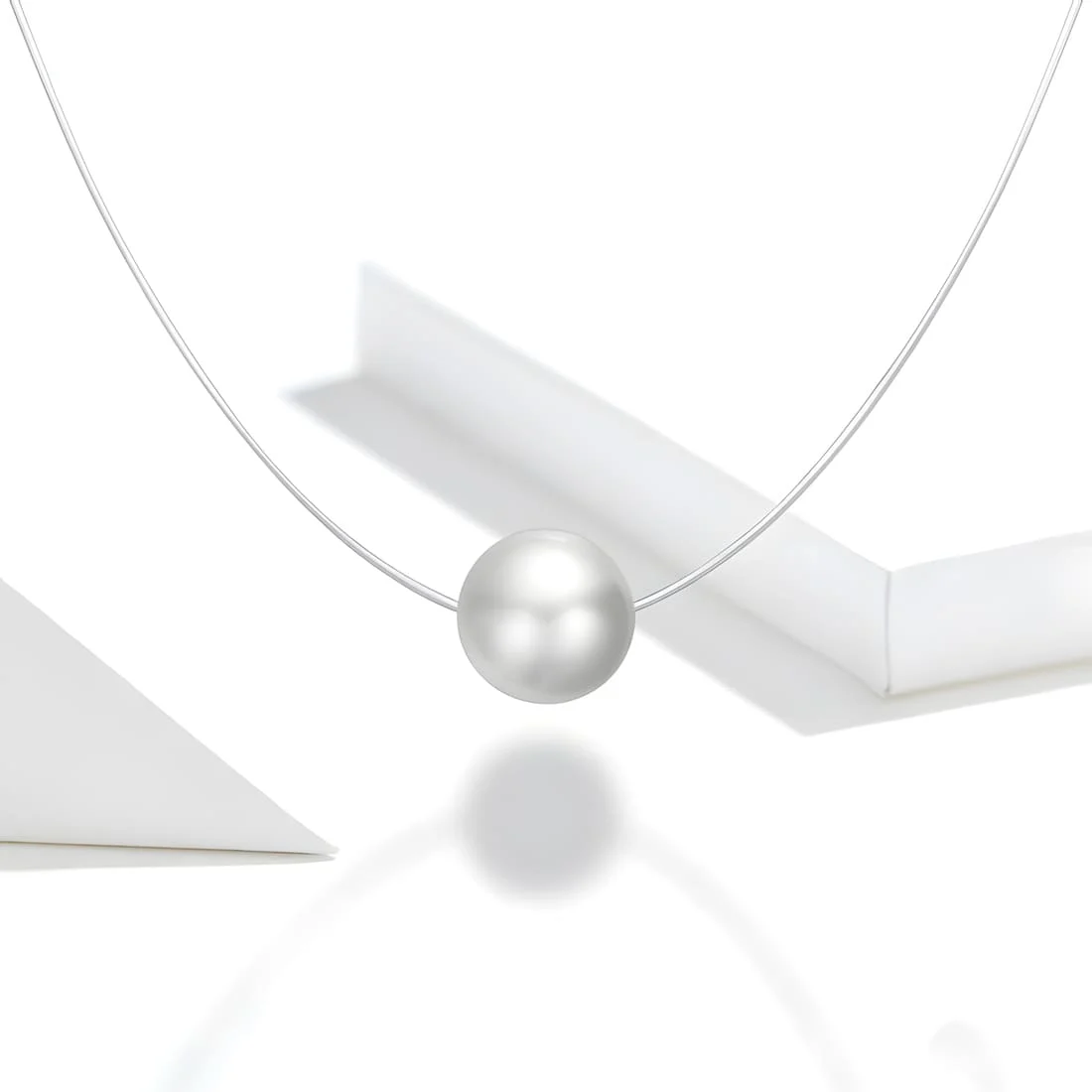 Collar de Lazo con Perla <myexti><span>con perla natural y cierre en Plata de Ley 925 chapada en oro blanco</span></myexti> - Imagen 3