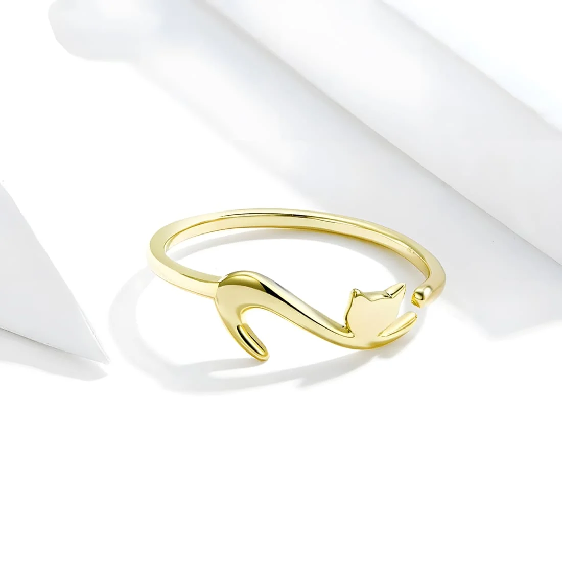 Anillo de Gato <myexti><span>Plata de Ley 925, chapada en oro amarillo - ajustable</span></myexti> - Imagen 4