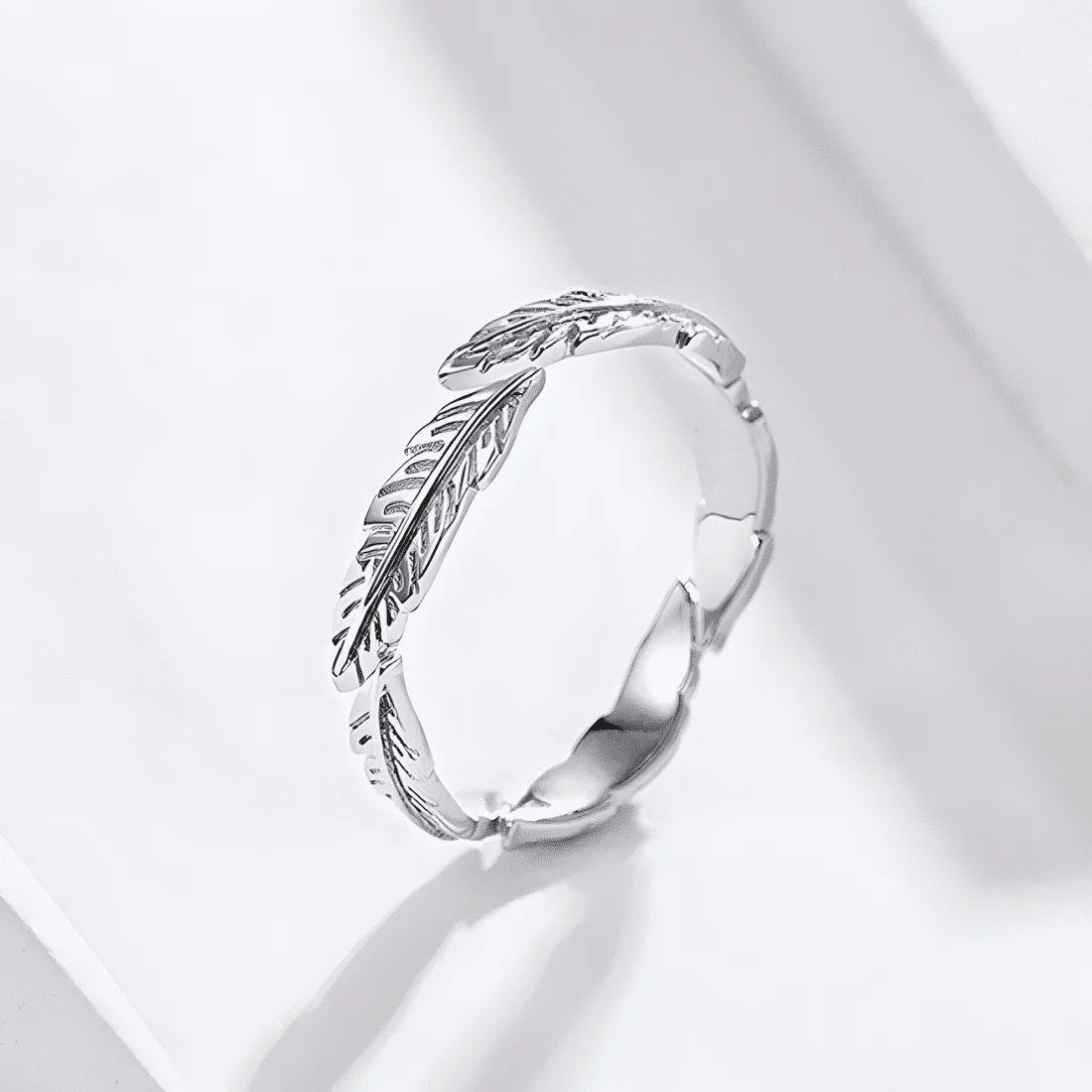 Anillo de Pluma <myexti><span>Plata de Ley 925, chapada en oro blanco - ajustable</span></myexti> - Imagen 3