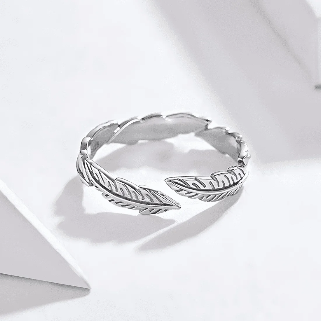 Anillo de Pluma <myexti><span>Plata de Ley 925, chapada en oro blanco - ajustable</span></myexti> - Imagen 4