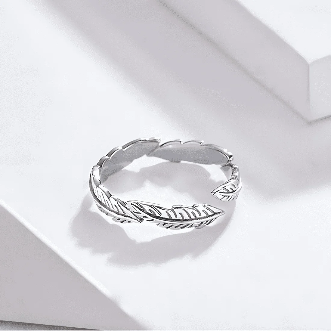 Anillo de Pluma <myexti><span>Plata de Ley 925, chapada en oro blanco - ajustable</span></myexti> - Imagen 6