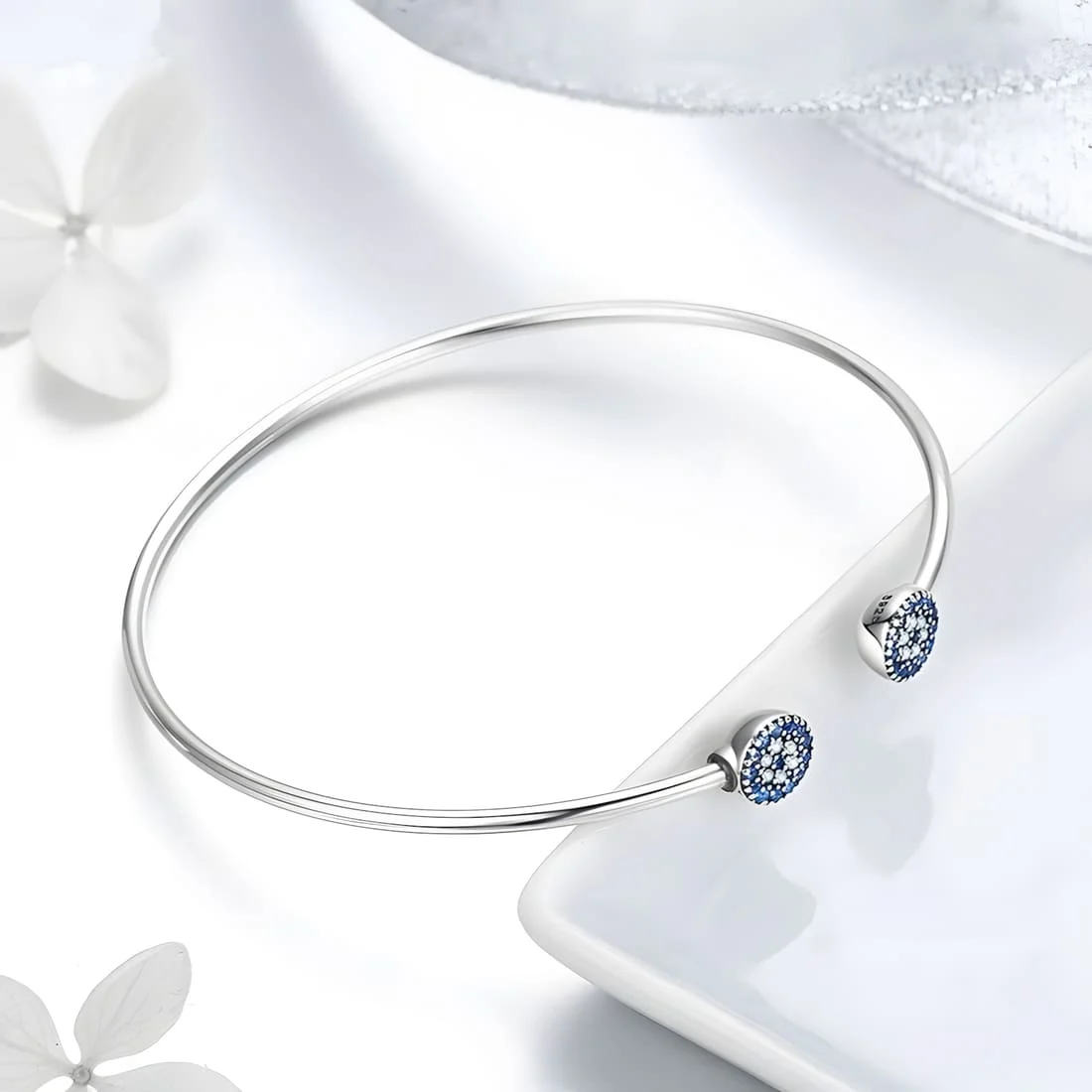 Pulsera Ojos de Alá <myexti><span>Plata de Ley 925, chapada en oro blanco, esclava con nazar y circonitas</span></myexti> - Imagen 4