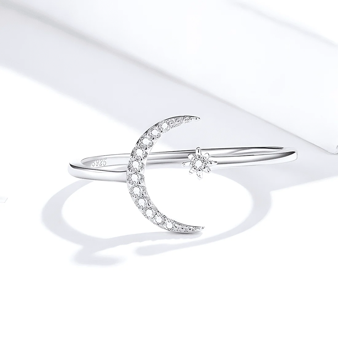 Anillo de Luna y Estrella Cometa <myexti><span>Plata de Ley 925, chapada en oro blanco, con circonitas - ajustable</span></myexti> - Imagen 5