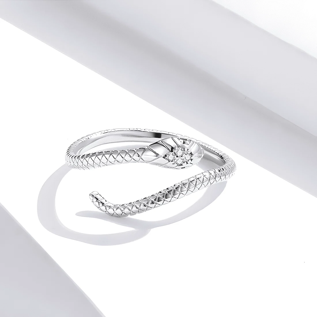 Anillo Serpiente Cobra <myexti><span>Plata de Ley 925, chapada en oro blanco, con circonitas blancas y verdes - ajustable</span></myexti> - Imagen 4