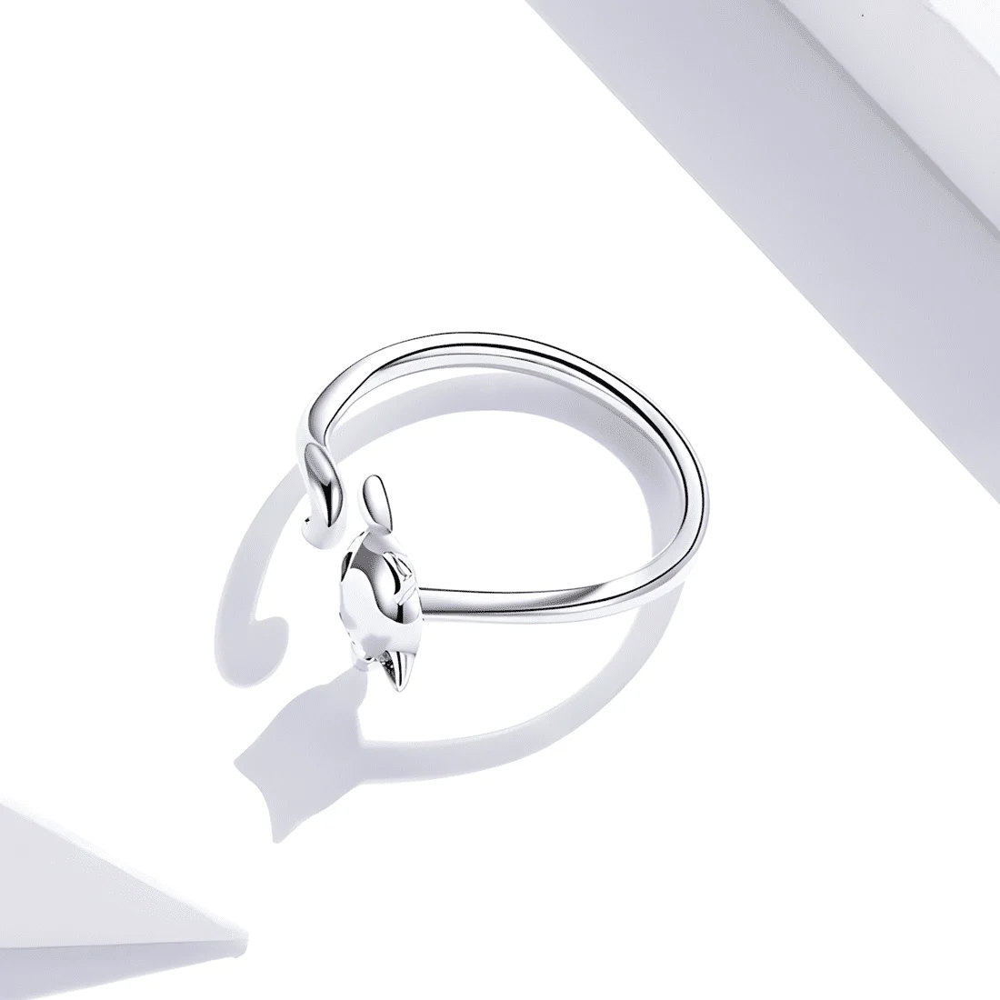 Anillo de Gato <myexti><span>Plata de Ley 925, chapada en oro blanco, con circonitas negras - ajustable</span></myexti> - Imagen 4