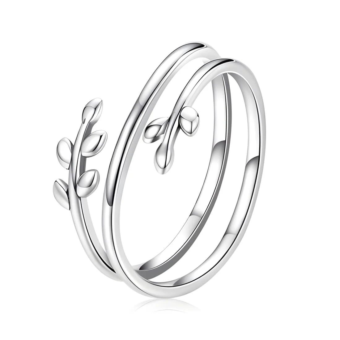 Anillo Rama de Olivo <myexti><span>Plata de Ley 925, chapada en oro blanco - ajustable</span></myexti>