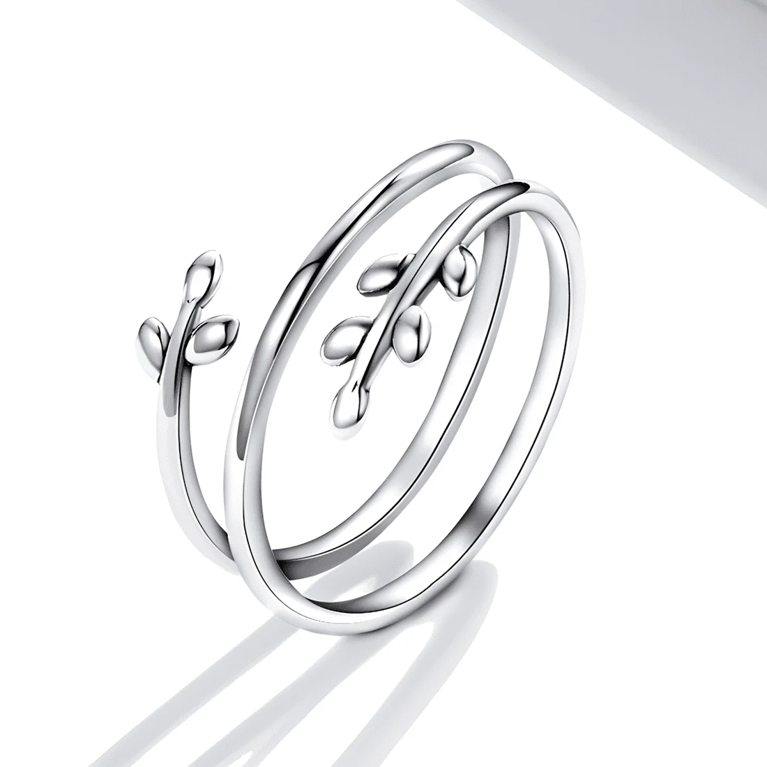 Anillo Rama de Olivo <myexti><span>Plata de Ley 925, chapada en oro blanco - ajustable</span></myexti> - Imagen 3