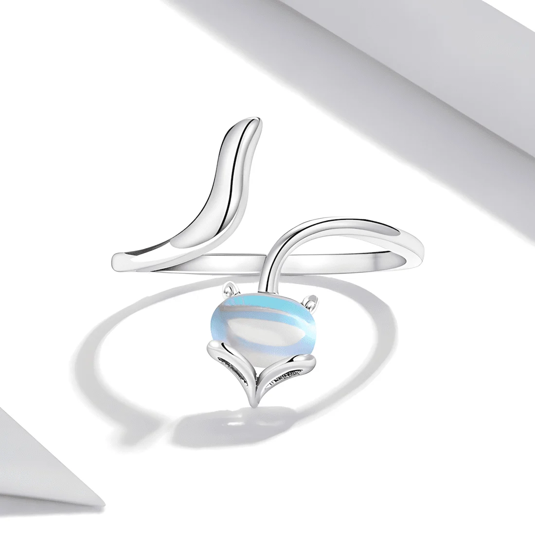 Anillo de Zorro con Ópalo <myexti><span>Plata de Ley 925, chapada en oro blanco, en estilo minimalista - ajustable</span></myexti> - Imagen 4