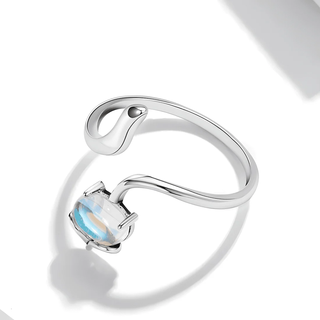 Anillo de Zorro con Ópalo <myexti><span>Plata de Ley 925, chapada en oro blanco, en estilo minimalista - ajustable</span></myexti> - Imagen 5