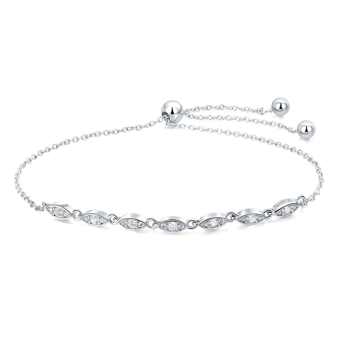 Pulsera Brillante <myexti><span>Plata de Ley 925, chapada en oro blanco, con circonitas y longitud ajustable</span></myexti>