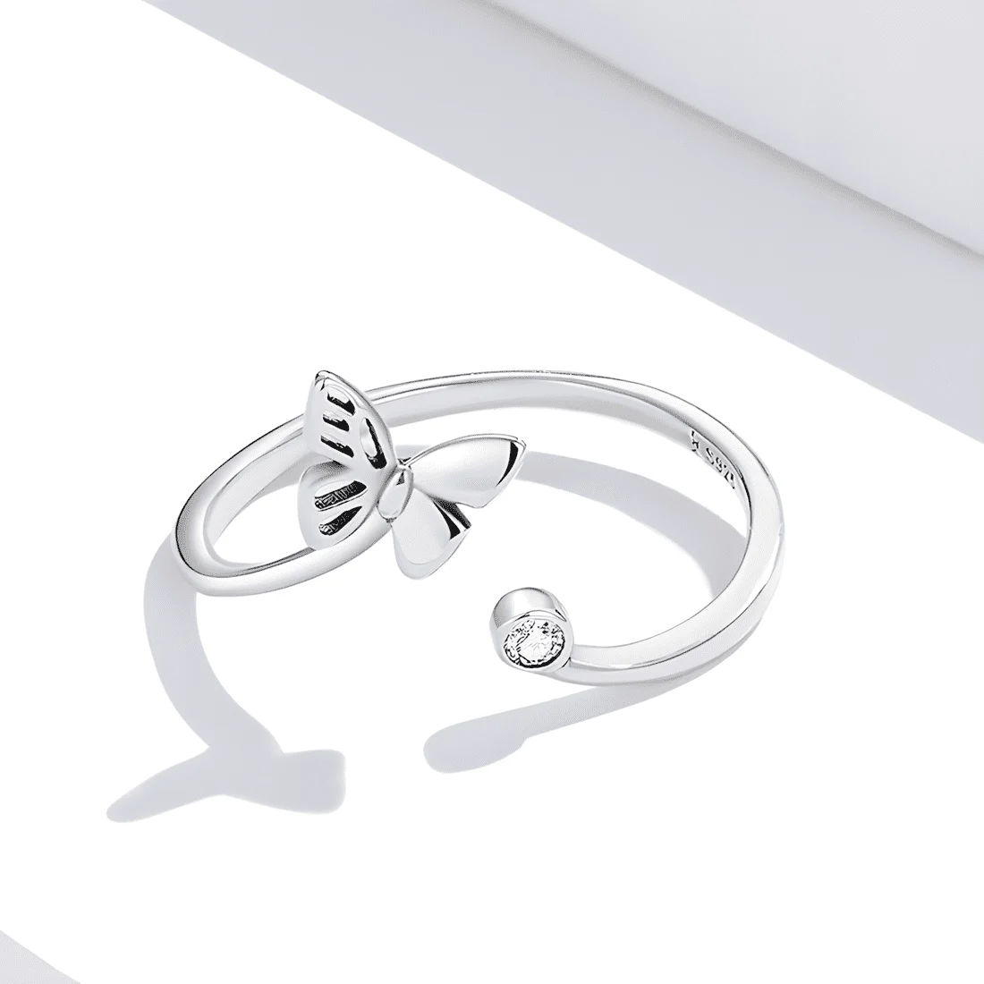 Anillo de Mariposa <myexti><span>Plata de Ley 925, chapada en oro blanco, con circonitas - ajustable</span></myexti> - Imagen 4